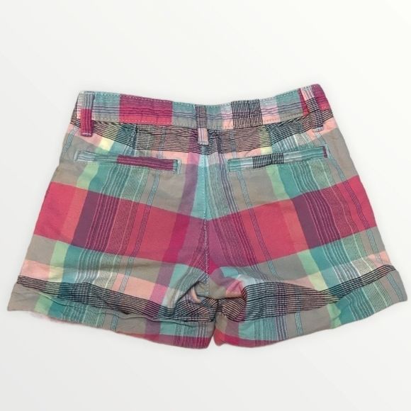 🌺 GAP Kids Pjnk Multi Plaid Rolled Cuff Shorts - Picture 2 of 6
